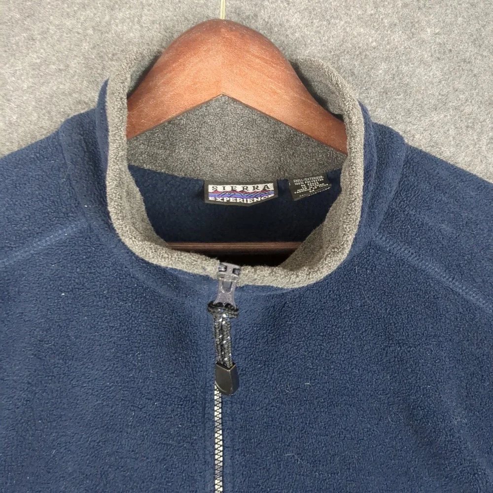 Sierra Experience Mens 1/4 Zip Fleece Pullover Navy Blue‎ Mock Neck Size M